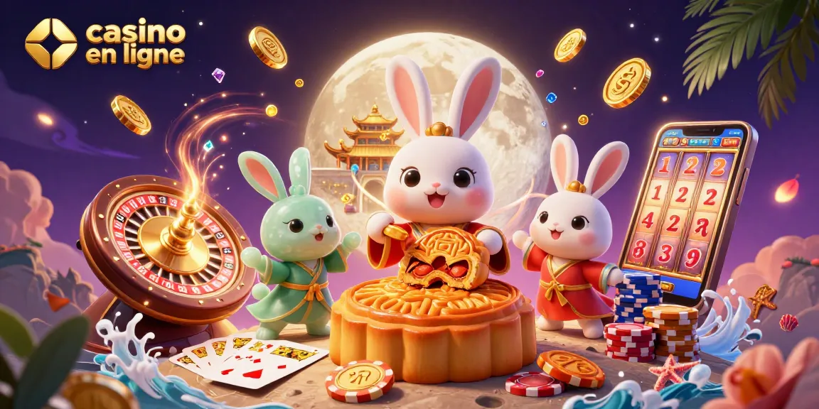 Plongez dans le casino en ligne avec un lapin de lune et des pièces d'or éclatantes.
