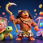 Profiter des jeux au casino en ligne avec un dieu démiurge et un personnage de tortue dans un décor dynamique