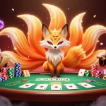 Bet on excitement with nhacaibetuytin's vibrant scene featuring a nine-tailed fox spirit and poker elements.