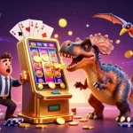 Jeux captivants de casino en ligne avec une illustration 3D de dinosaures.