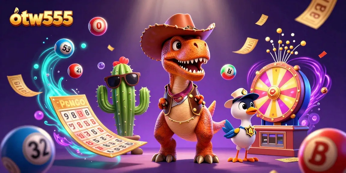 Experience the excitement of otw555 with lively lottery elements and vibrant characters!