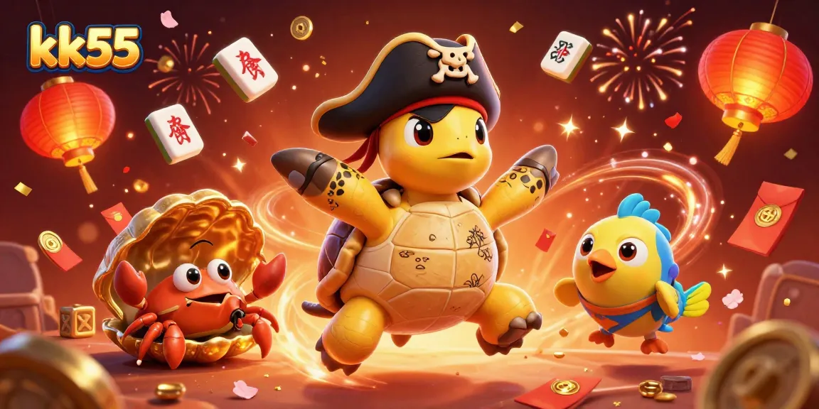Experience thrilling gameplay at kk55 with pirate turtle adventures, floating treasures, and vibrant casino elements.