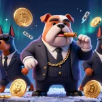 Experience exciting betting at fv88 with a dynamic scene of a mafia boss bulldog and his bodyguards.