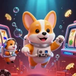 Gagnez dans le casino en ligne avec un corgi astronaute et des pièces d'or flottantes.