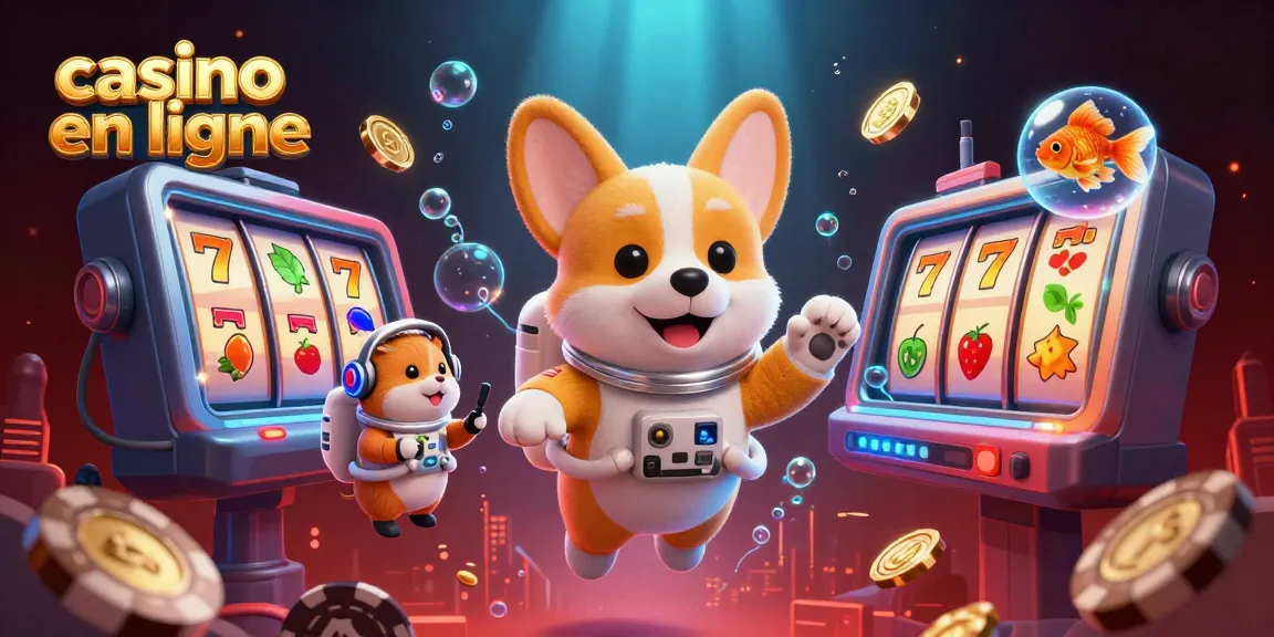 Gagnez dans le casino en ligne avec un corgi astronaute et des pièces d'or flottantes.