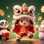 Profitez des jeux au casino en ligne avec des personnages festifs dans un décor coloré.