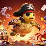 Célébrez vos gains en jouant au casino en ligne avec une tortue pirate, un crabe doré et des trésors sous-marins.