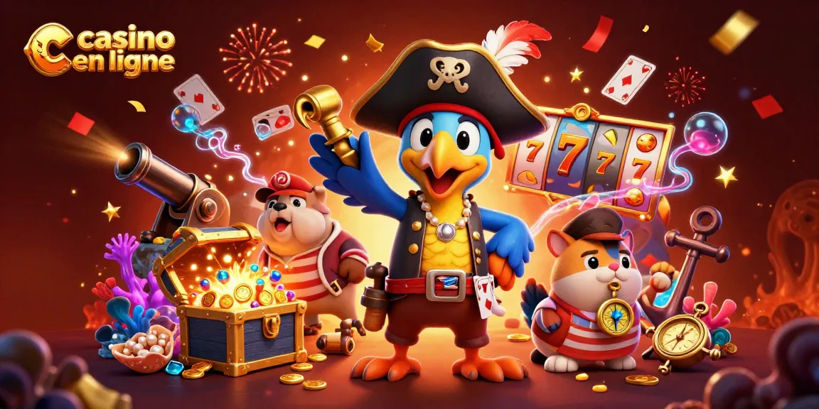 Jouez dans un casino en ligne avec un pirate et ses compagnons explorant des trésors.