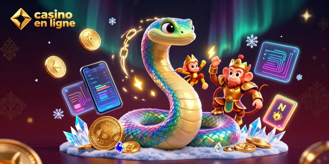 Plongez dans l'univers du casino en ligne avec une scène dynamique de serpent arc-en-ciel et roi singe.