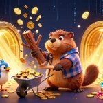 Animations de casino en ligne avec un castor et un écureuil collectant des pièces d'or.