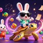 Les joueurs gagnent gros avec le casino en ligne en profitant d'une ambiance festive avec un lapin chanceux et une tortue dorée.