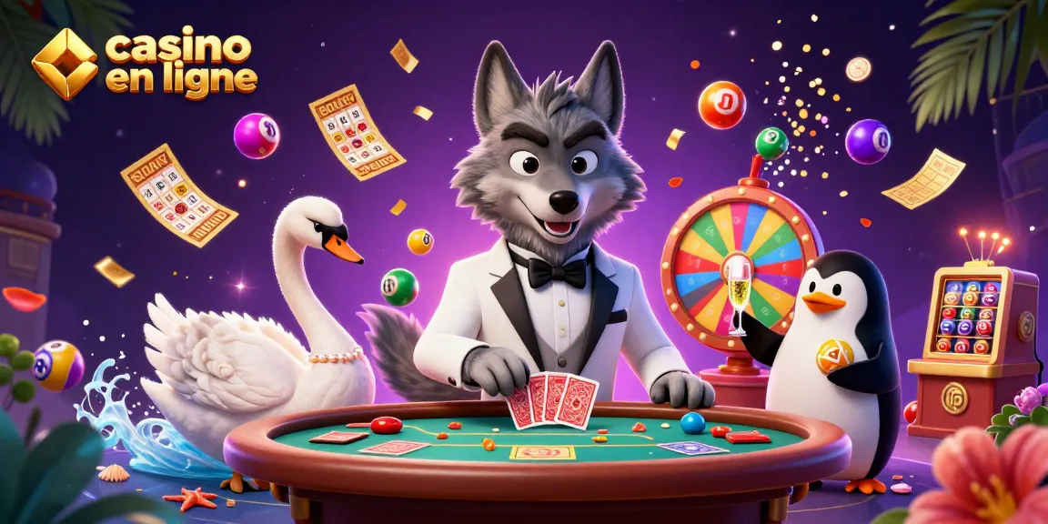 Profitez du jeu amusant au casino en ligne avec un élégant loup et une gracieuse cygne.