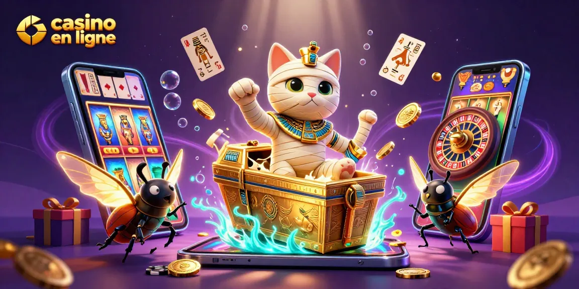 Plongée dans le monde des jeux avec un casino en ligne captivant et un chat mumie égyptien.