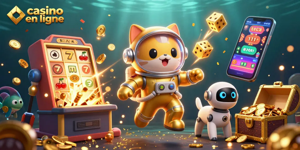 Gagnez avec un chat astronaute dans un environnement de casino en ligne riche en détails.