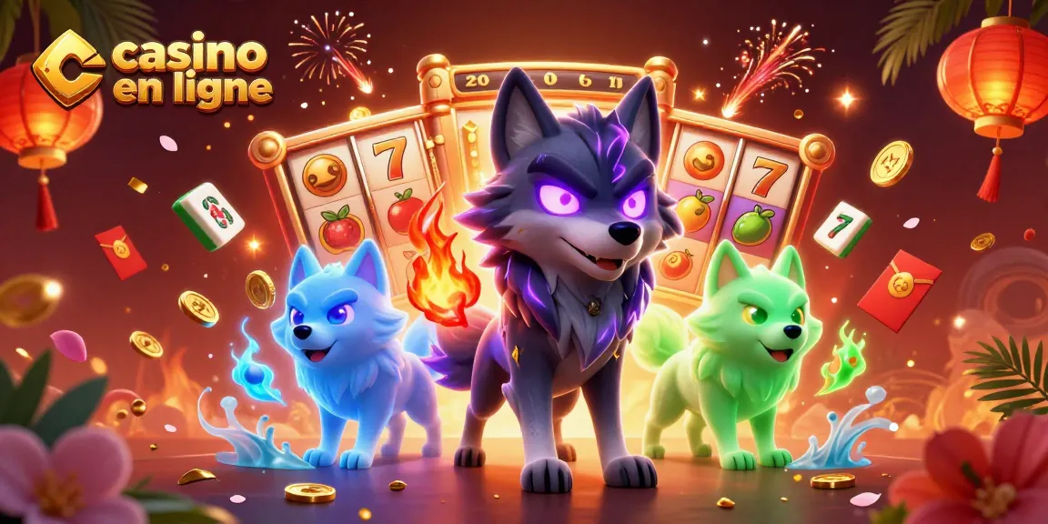 Découvrez les jeux passionnants de casino en ligne avec un loup spectral et des éléments de jeu colorés.